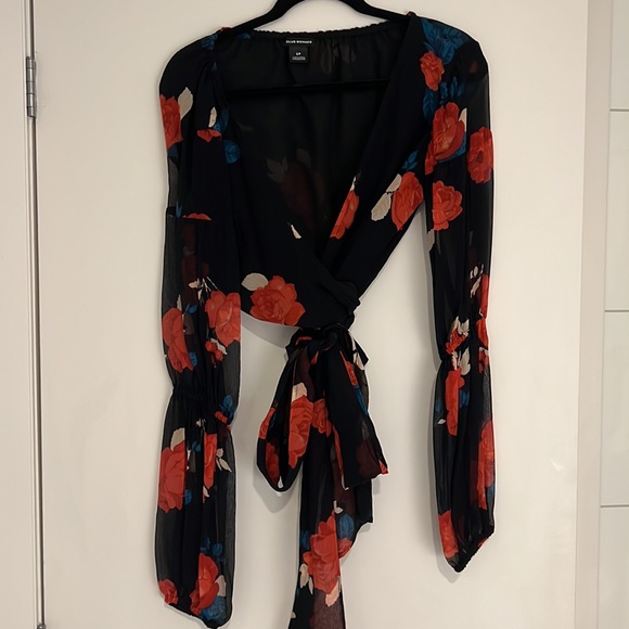 Club Monaco Floral Wrap Top - Picture 2 of 4